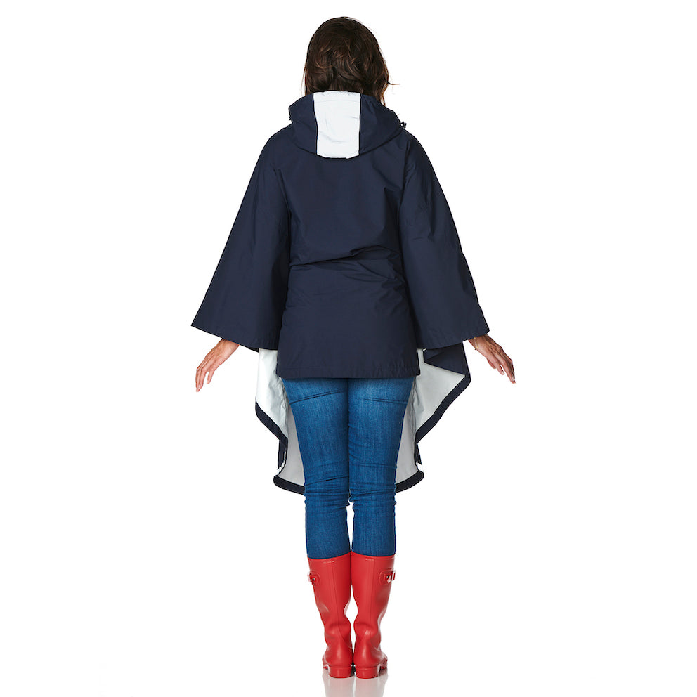 Regencape donkerblauw Happy Rainy days 