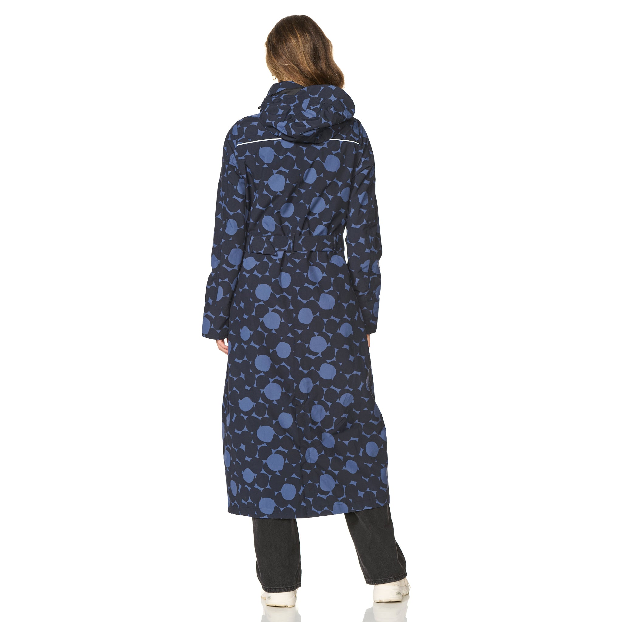 Lange regenjas Montreal print blauw Happy Rainy Days 