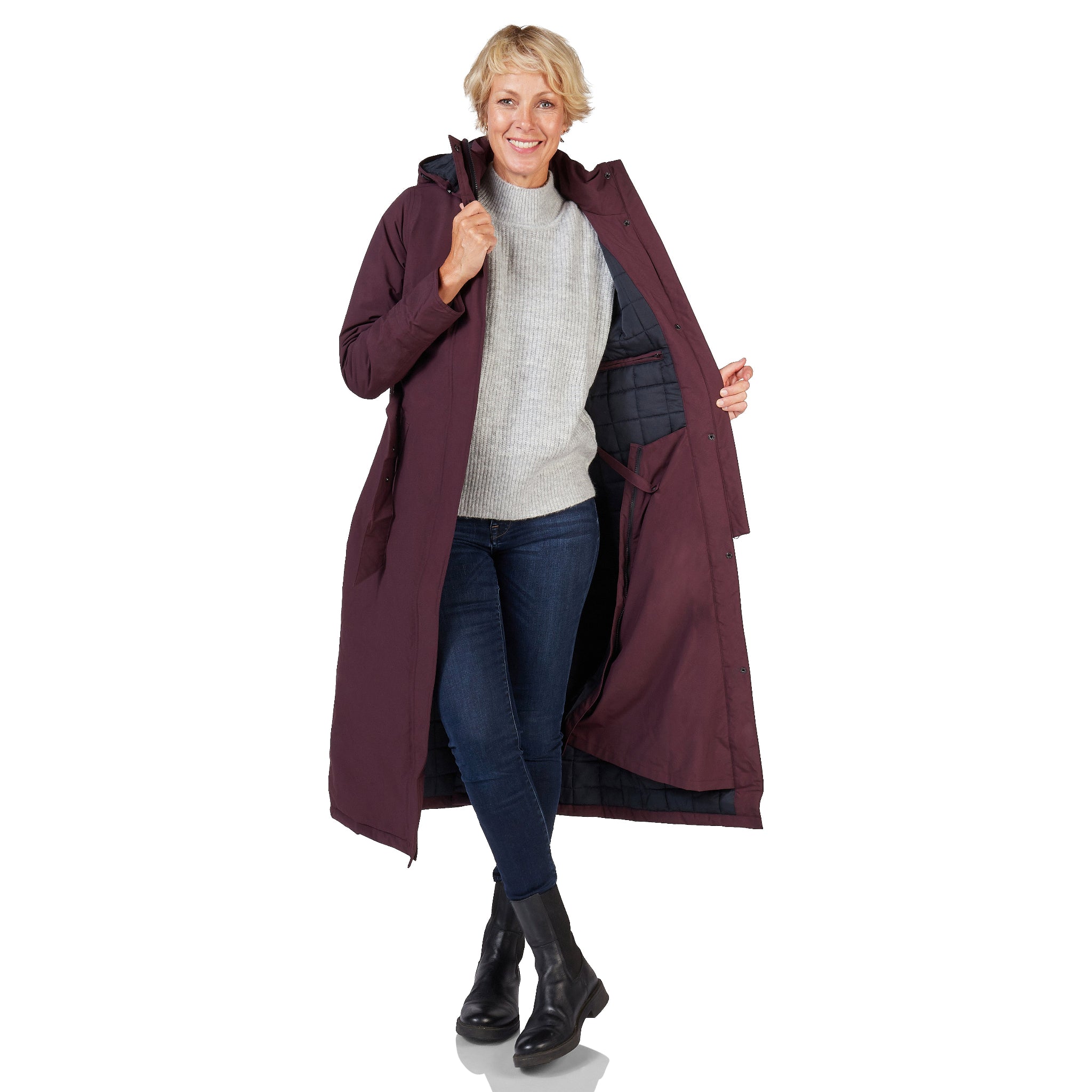 Winterjas Toronto burgandy happy rainy days