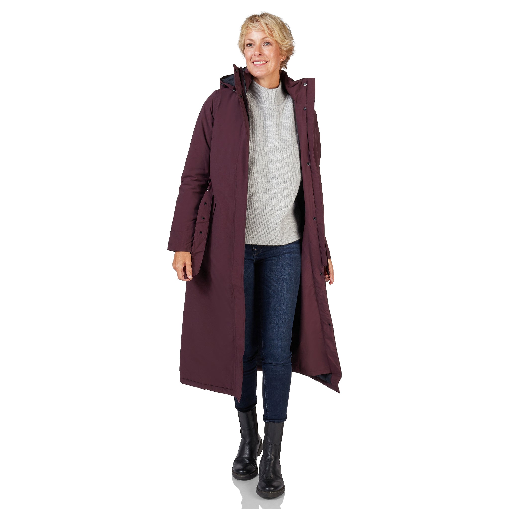 Winterjas Toronto burgandy happy rainy days